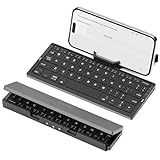 SIKAI CASE Foldable Bluetooth Keyboard with Magnetic Stand,Aluminum Alloy Mini Quiet Folding Portable Lightweight Travel Rechargeable Pocket for Tablet,iPad, Phones, Black