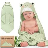 KeaBabies Hooded Baby Towel for Newborn - Viscose Derived from Bamboo Large Baby Bath Towels with Hood for Boys, Girls, Toddler, Extra Absorbent & Soft Newborn Bath Essentials (Frog, Regular)