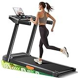 AUDAXFIT Treadmills for Home with 16% Incline & Handle Bar, 3.0HP Quiet Foldable Treadmill with Led Screen Up to 300lbs Capacity, 7-Layer Shock-Absorbing Walking Pad Treadmill 0.6-7.0MPH