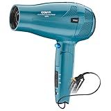 Conair Cord-Keeper Dryer with Folding Handle and Retractable Cord, 1875W Travel Hair Dryer, Ionic Technology, Teal