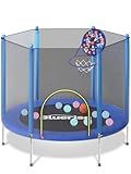 BLUERISE 55IN Toddler Trampoline with Enclosure Net Easy to Assemble Kids Baby Indoor Recreational Trampoline Outdoor