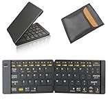 PopBloom Foldable Bluetooth Keyboard - Portable Keyboard with Storage Bag, Rechargeable Full Size Ultra Slim Compatible iOS Android Windows Smartphone Tablet and Laptop(Keyboard+Bag)