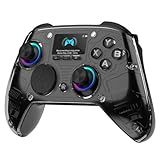 AOC PC Controller — Interactive Screen Wireless Controller Compatible with PC/Switch/Switch 2/iOS/Android, Hall Effect Joystick & Triggers, RGB Lighting, Adjustable Vibration/Turbo, 1000mAh Battery(Black)