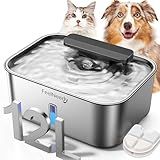 3.2Gal/12L Dog Water Fountain for Large Dogs, Ultra-Quiet Stainless Steel Dog Water Bowl Dispenser with Swirling Water Flow, Pet Water Fountain with Visual Water Level for Large Dogs Cats & Multi-Pet