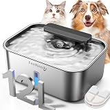 FEELNEEDY 3 Gal Stainless Steel Dog Water Fountain for Large Dog, Pet Water Fountain, Dog Water Bowl Dispenser with Water Level Window, Super Quiet for S-L Dogs and Multi-Pet
