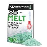 Snow Joe Premium Enviro Blend Snow & Ice Melt, Green-Coated Deicer Crystals, 25 lb - Safer Melter for Vegetation, Concrete & Metals w/ Anti-Corrosion