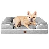 EHEYCIGA Orthopedic Dog Bed for Medium Dogs, Waterproof Memory Foam Medium Pet Beds with Sides, Non-Slip Bottom and Egg-Crate Foam Dog Couch Bed with Washable Removable Cover, Grey