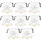 CEELGON 16 Pcs Jewelry Pouch Set of 8 Linen Cotton Small Drawstring Bags & Bridesmaid Knot Bracelet Jewelry Packaging Proposal Gift Bridal Party Favors (Gold)
