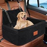 NEEZUKAR Dog Car Seat for Large Medium Dogs,Portable Washable Pet Car Seat Under 55 lbs,Dog Booster Seat with Thick Cushion,2 Safety Leashes Travel Car Dog Bed