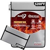 DocSafe Fireproof Document Bag (5200℉) with Fireproof Organizer Travel Case,Heat Insulated Fire＆Water Resistant 8 Layers Safe Money Bag Storage for Important Documents,Cash,Power Bank,Valuables,Gray