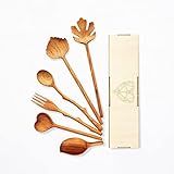 Natural Wooden Spoons and Forks Set (Set of 6), Hostess Gifts for Women, Couple, Thanksgiving, Christmas Gifts Ideas for Mom, Kitchen Cottagecore, Handmade Cooking Gift Ideas