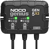 NOCO Genius GEN5X2: 2-Bank, 10A Onboard Battery Charger - 5A Per Bank, 12V Waterproof Marine Charger with Overcharge Protection & Temperature Compensation – for Lead-Acid & Lithium Batteries
