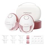 Momcozy Breast Pump Hands Free Mobile Style | M6, Wearable Breastfeeding Pump Ideal Rhythm for More Milk, DoubleFit Flange More Fit & Discreet with 3 Modes & 9 Levels, 24mm - 2 Pack Cozy Red