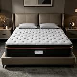 Queen Mattress 12 Inch, Queen Size Mattress 365 Night Trial, 7-Zone PLUSH Hybrid Memory Foam & Pocket Coils Mattresses for Motion Isolation & Pressure Relief, CertiPUR-US Certified, Mattress in a Box