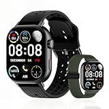 moutarlier 2026 Distance & Pace GPS Running Watch for Runners - Call & Text, AMOLED Large Screen, 50m Waterproof Swimming, Calorie & Step Counter, 2 Bands, Long Battery, for Seniors Men Women (Black)