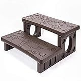 XtremepowerUS Universal Multi Purpose 2-Step Spa Hot Tub Pool Outdoor Indoor Camper RV Deck Steps Sided Step, Mocha