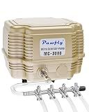 Pawfly 254 GPH Aquarium Air Pump Adjustable Quiet Oxygen Aerator Pump with Multi-Port Air Flow Control Lever Valve Splitter and Airline Tubing for Fish Tanks Ponds and DWC Systems Up to 300 Gallons