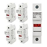 BAOMAIN 5-Pack RT18-32(X) 1P DIN Rail Fuse Holder - 32A 690V AC Cylindrical Fuse Base for 10x38mm Fuses, with LED Indicator Light, UL & CE Certified, Single Pole