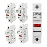 BAOMAIN 5-Pack 1P 690V DIN Rail Fuse Holder for 10x38mm Fuse,UL Recognized