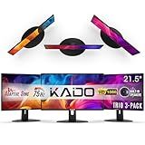 Kado Triple Monitor Setup - 3-Pack 22" 1920x1080 Computer Monitor 75Hz VESA Mount HDMI Office Gaming Hybrid Built-in Speakers (E22 Trio Series)