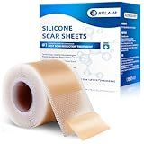 Rvlaim Silicone Scar Sheets, Silicone Scar Tape(1.8” x 157” Roll 4M), Silicone Scar Sheets for Surgical Scars, Keloid Bump Removal, Stretch Marks Removal, C-Section, Burn et