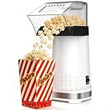 1200W Hot Air Popcorn Popper ETL Certified – Oil-Free Healthy Popcorn Maker Machine with 4.5 Quart Large Capacity, 2-Minute Fast Electric Popcorn Machine for Movie Night, Party, Snack, White