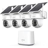 ANSQUE Security Cameras Wireless Outdoor Home System, 4 Camera Kit, No Subscription Fees, Solar Powered, Local Storage, 365-Day Battery Life, 360°PTZ Surveillance, Auto Tracking, 2K Color Night Vision