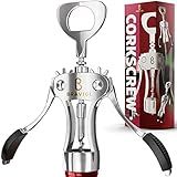 Premium Wine Opener, Wing Corkscrew - Made w/Heavy Duty Stainless Steel Screw & Zinc Alloy Body - Perfect Corkscrew to Open Wine & Beer Bottles - Great Bootle Opener For Bartenders, Restaurants & Home