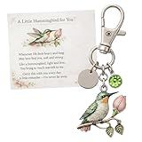 GWZTIO Hummingbird Keychain with Card, Personalized Birthstone Charm for Mothers Day Gifts, Sentimental Bird Keychain for Women, Emotional Connection Keepsake, Single Piece Keychain Accessory