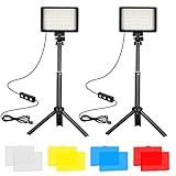 Ci-Fotto LED Video Light 2-Pack, 5600K Dimmable USB Photo Lights with Mini Tripod and Colored Filters for Photo Studios, Small Angle Shooting, Video Recording, Game Streaming