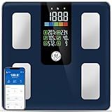 GE Smart Scale for Body Weight, BMI, Fat, Muscle Mass, Digital Bathroom Scales 500lbs Bluetooth 11.8" Large Platform Weighing Machine Health Monitor with App, Dark Blue