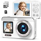 Hoorola 5K Digital Camera, 80MP Dual Screen Autofocus Vlogging Camera, 18X Zoom Point and Shoot Camera for Photography, Flash, 32GB Card, 2 Batteries, Compact Camera for Teens Adults (White)
