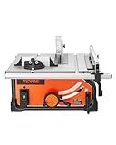 VEVOR Table Saw, 4500 RPM Portable Jobsite Table Saw with Sharp Edges & High Cutting Precision, Compact Table Saws with Dust Port For Woodworking, Fit for Raw Wood, Flooring & Cabinets