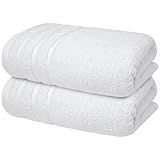 Infinitee Xclusives 100% Cotton Luxury Bath Towels Set of 2 (27x54 Inches), Soft, Absorbent, Quick Dry, Perfect Towels for Bathroom, Gym, Spa & Hotel |Brilliant White|