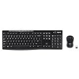 Logitech MK270 Wireless Keyboard and Mouse Combo for Windows, 2.4 GHz, 8 Multimedia Keys, PC, Laptop, Wireless Keyboard Compact Mouse Combo - Black