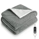 Heated Blanket Electric Throw Blanket with 5 Heat Settings, 10H Auto-Off, 50"x60" Soft Wave Fleece for Couch, Bed & Office, ETL Certified