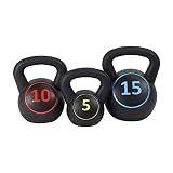 BalanceFrom Vinyl Kettlebell Set, 30/45/50/75 Pound Options – Cement-Filled Strength Training Weights with Ergonomic Grip and Color Coding for Full Body Fitness at Home or Gym