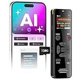 AI Digital Voice Recorder 128GB: AI Transcribe & Summarize Voice Activated Recorder with Playback | OTG - Portable Tape Recorder for Meeting & Lectures