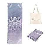 SNAKUGA Travel Yoga Mat, Non Slip Exercise Suede Mat with Carry Bag, All-Purpose Fitness Mat with High Density Anti-Tear Surface for Women, Ideal for Pilates Workout (72'' x 24'' x 1.5mm Thick)