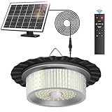 VOPHICHO Solar Shed Light Outdoor Indoor, Upgrade 244 LED 360° Lighting Motion Sensor Pendant Light, Waterproof Solar Lights with Remote Control, Timer, 5 Modes for Shed Gazebo Garage Barn (1)