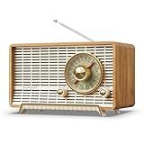 YOWGUIF AM FM Radio Classic Retro Wood Table Radio Bluetooth Speakers Radios Plug-in Wall with Rotary Knob Great for Home, Office