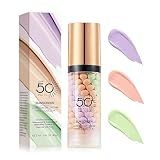 3 In 1 Primer for Face Before Makeup, SPF 50 PA+++, Sunscreen Isolation Cream, One Step Color Corrector Primer, Blurs Facial Serum Oil Control & Moisturizing Skin Tone Correcting, Radiance Skin