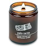 Hemlock Park Crackling Wood Wick Candle Handcrafted with Natural Coconut Wax (Standard 8 oz, Palo Santo)