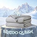 ELNIDO QUEEN Cooling Comforter for Hot Sleepers, Summer Cooling Blanket Queen Size for Night Sweats, Q-Max 0.45 Breathable All-Season Lightweight Blanket, (90x90 inch，Grey