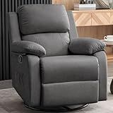 Korser Recliner Chair, 360 Swivel Rocker Chair for Adults, Small Rocking Recliner for Small Spaces, Upholstered Fabric Glider Recliner Nursery Chair with Side Pockets for Living Room, Nursery