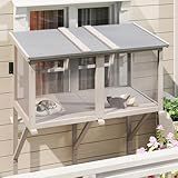 Mayugardening 46.8" L Cat Window Box,Outdoor Enclosure for Indoor Cats,Wooden Window Catio for 1-3 Cats,Cat Wall-Mounted Perch Suitable for Wooden & Cement Wall for Sunbathing,Napping,Overlooking