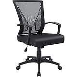 Furmax Office Chair Ergonomic Computer Desk Mesh Chair Mid Back Swivel Lumbar Support with Armrest (1, Black)