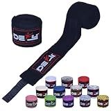 DEFY Professional 180 Inch Hand Wraps for Boxing Muay Thai MMA Elastic Bandages for Men & Women -Pair (Black)