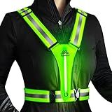 Topward LED Reflective Vest Safety Gear, Light Up Vest for Night Walking Cycling, High Visibility Running Vest with Reflective Strips, USB Rechargeable with Adjustable Waist/Shoulder