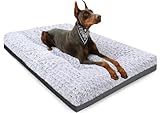 POCBLUE Deluxe Washable Dog Bed for Large Dogs Dog Crate Mat 35 Inch Comfy Fluffy Kennel Pad Anti-Slip for Dogs Up to 60 lbs, 35" x 23", Grey